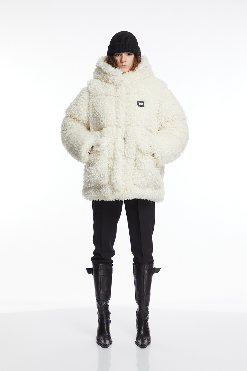 KIM long jacket FUR white